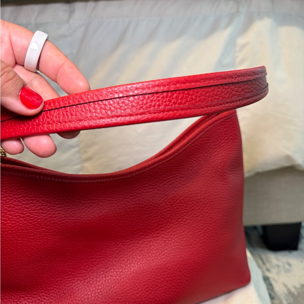 Coach Laurel Pebbled Leather Shoulder Bag in Red - Picture 6 of 11